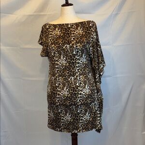 bebe Asymmetrical Leopard Print Dress